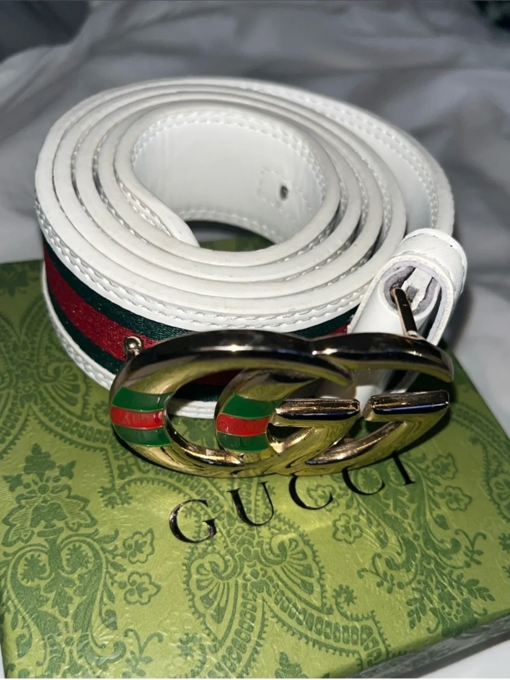 Fendi White Leather Slide Sandal with Gold Accent